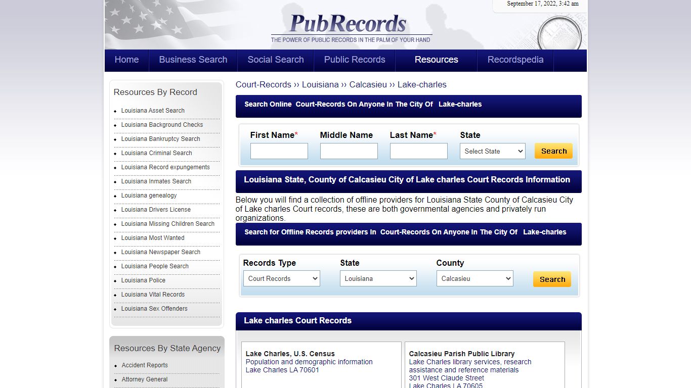 Lake charles, Calcasieu County, Louisiana Court Records